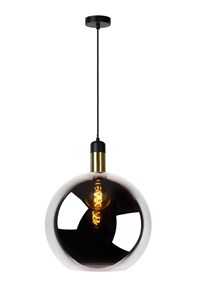 Lucide JULIUS - Pendant light - Ø 40 cm - 1xE27 - Smoke Grey turned on 5