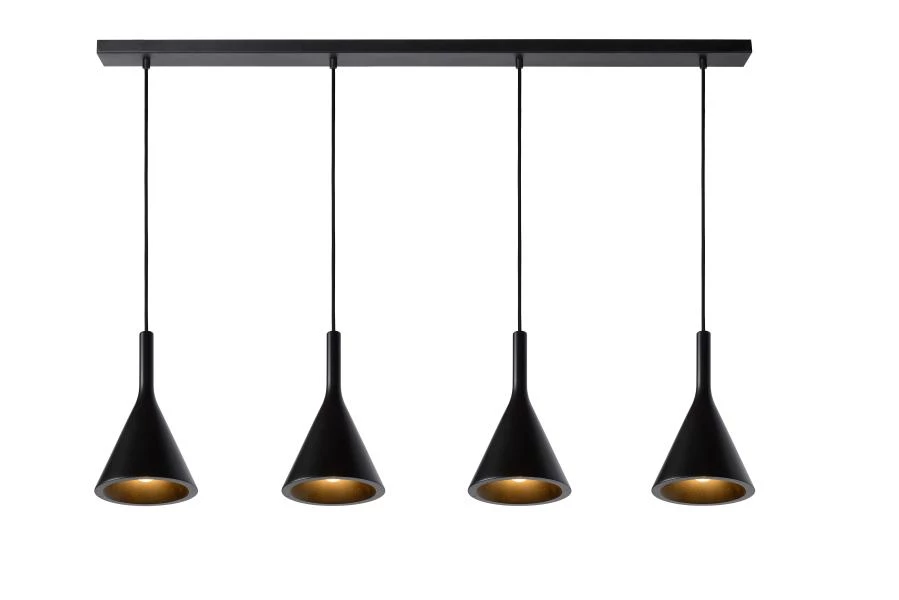 Lucide GIPSY - Pendant light - 4xE27 - Black - turned on