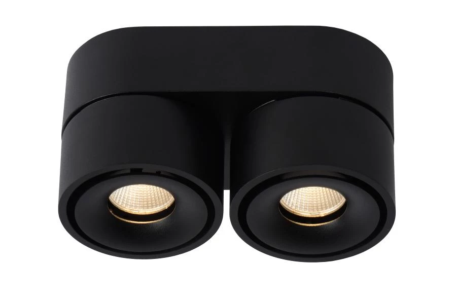 Lucide YUMIKO - Foco de techo - LED Regul. - 2x10W 2700K - Negro - encendido