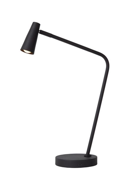 Lucide STIRLING - Lampe de table Rechargeable - Batterie/Piles - LED 3 StepDim - 1x3W 2700K - Noir