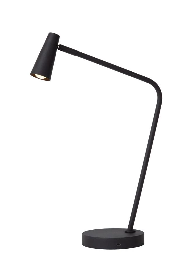 Lucide STIRLING - Lampe de table Rechargeable - Batterie/Piles - LED 3 StepDim - 1x3W 2700K - Noir - allumé