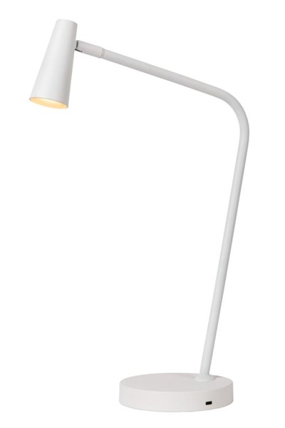 Lucide STIRLING - Oplaadbare Bureaulamp - Accu/Batterij - LED 3 StepDim - 1x3W 2700K - Wit