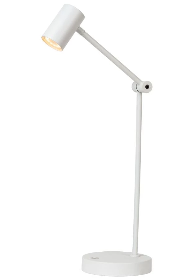 Lucide TIPIK - Oplaadbare Bureaulamp - Accu/Batterij - LED 3 StepDim - 1x3W 2700K - Wit - aangezet 1