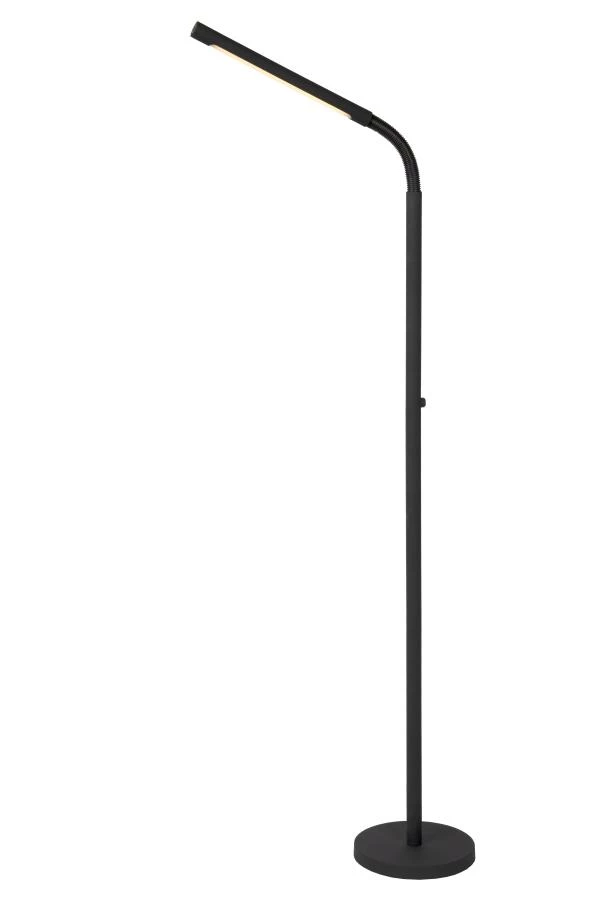 Lucide GILLY - wiederaufladbare Stehlampe Mit Leselampe - Akku/Batterie - LED Dim. - 1x6W 2700K - Schwarz - eingeschaltet