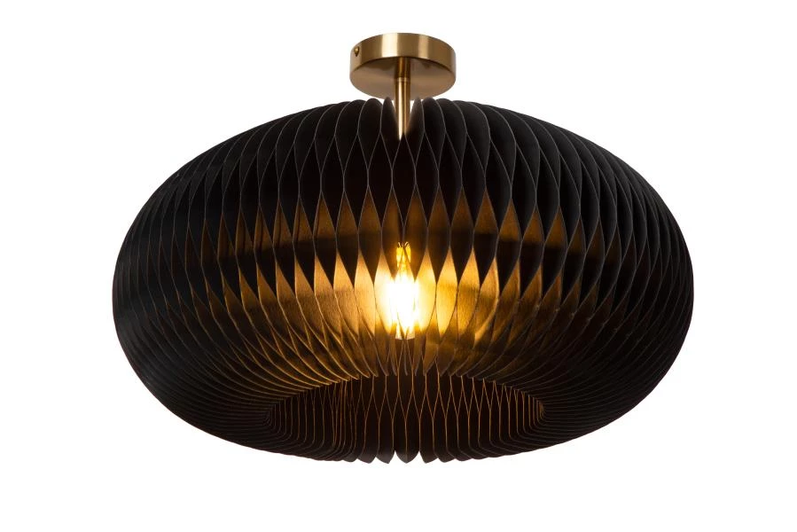 Lucide ARMONI - Flush ceiling light - Ø 52 cm - 1xE27 - Black - turned on