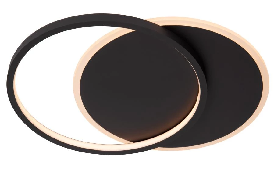 Lucide AXELLE - Flush ceiling light - Ø 29,5 cm- LED 3 StepDim - 1x24W 2700K - Black - turned on