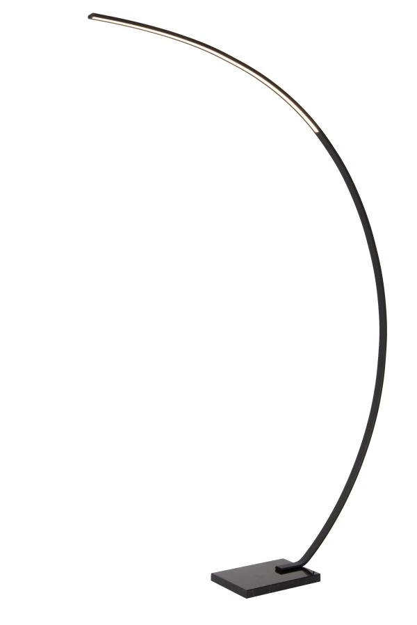 Lucide CURVE - Arc floor lamp - LED Dim. - 1x15W 2700K - Black - turned on