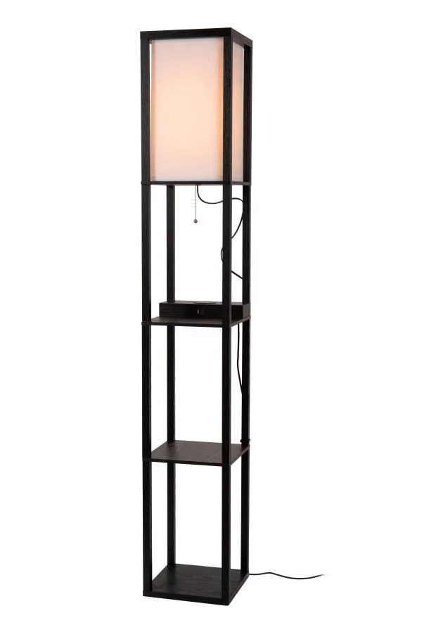 Lucide MENNO - Floor lamp - 1xE27 - With wireless charger - Black - turned on