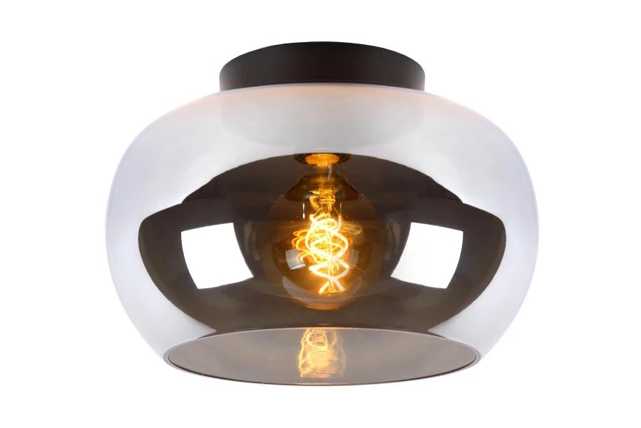 Lucide JUDI - Flush ceiling light - Ø 30,5 cm - 1xE27 - Smoke Grey - turned on 5