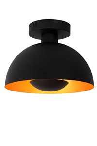 Lucide SIEMON - Flush ceiling light - Ø 25 cm - 1xE27 - Black turned on