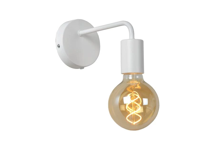 Lucide SCOTT - Wall light - 1xE27 - White - turned on 1