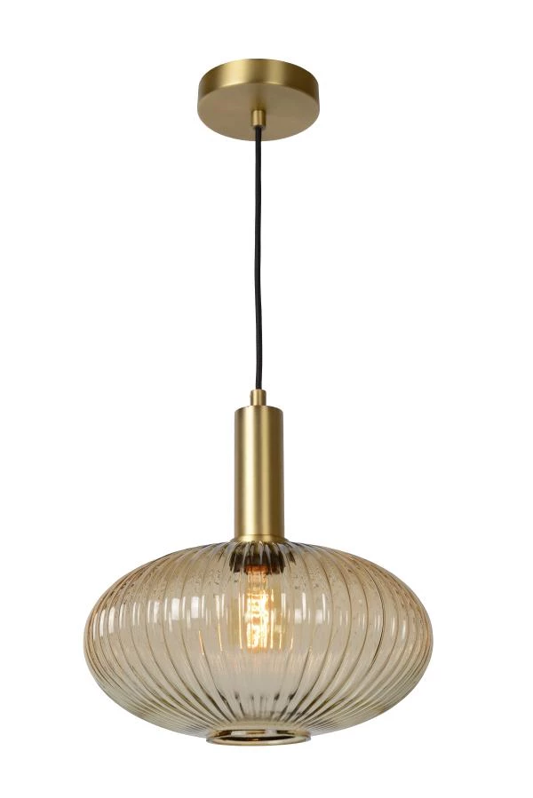 Lucide MALOTO - Pendant light - Ø 30 cm - 1xE27 - Amber - turned on 2