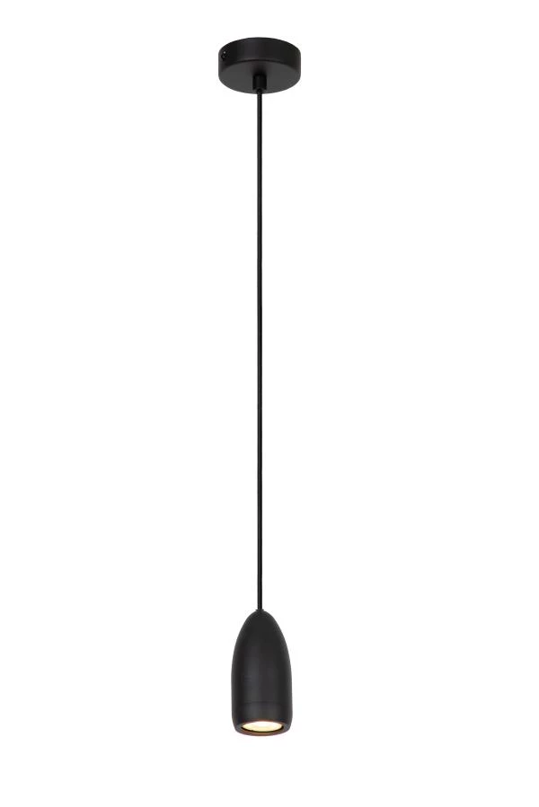 Lucide EVORA - Pendant light - Ø 10 cm - 1xGU10 - Black - turned on