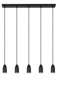 Lucide EVORA - Pendant light - Ø 10 cm - 5xGU10 - Black turned on