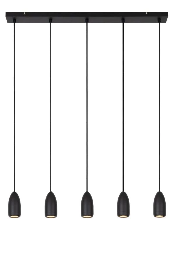 Lucide EVORA - Pendant light - Ø 10 cm - 5xGU10 - Black - turned on