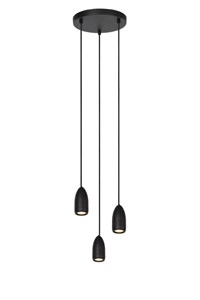 Lucide EVORA - Hanglamp - Ø 25 cm - 3xGU10 - Zwart aangezet