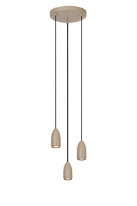 Lucide EVORA - Hanglamp - Ø 25 cm - 3xGU10 - Taupe aangezet 1