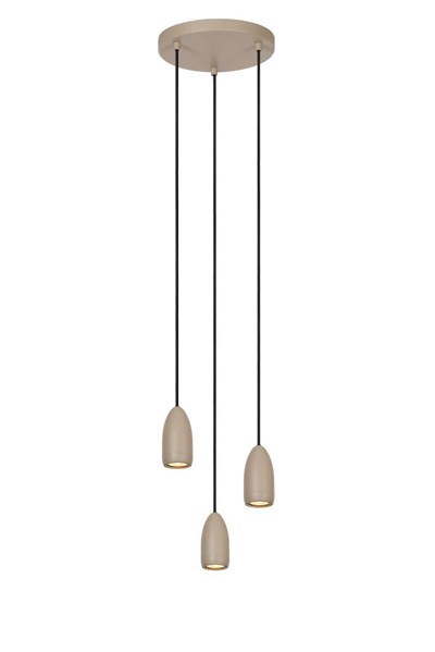 Lucide EVORA - Pendelleuchten - Ø 25 cm - 3xGU10 - Taupe