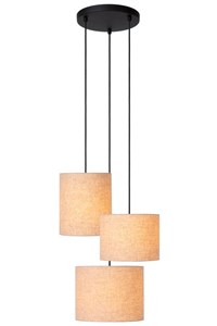 Lucide MAYA - Lámpara colgante - Ø 46 cm - 3xE27 - Beige encendido 8