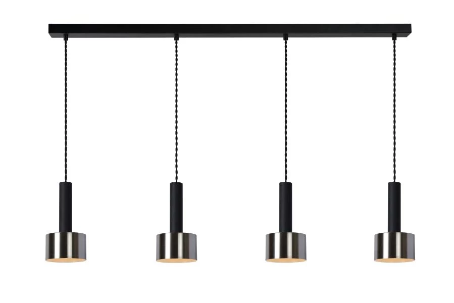 Lucide TEUN - Pendant light - 4xE27 - Black - turned on