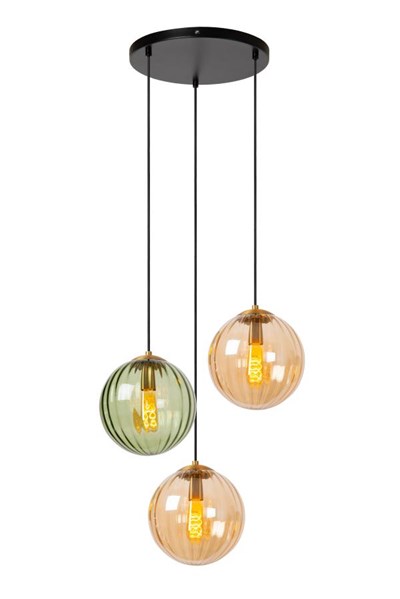 Lucide MONSARAZ - Pendant light - Ø 35 cm - 3xE27 - Green