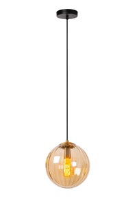 Lucide MONSARAZ - Pendant light - Ø 25 cm - 1xE27 - Amber turned on 2