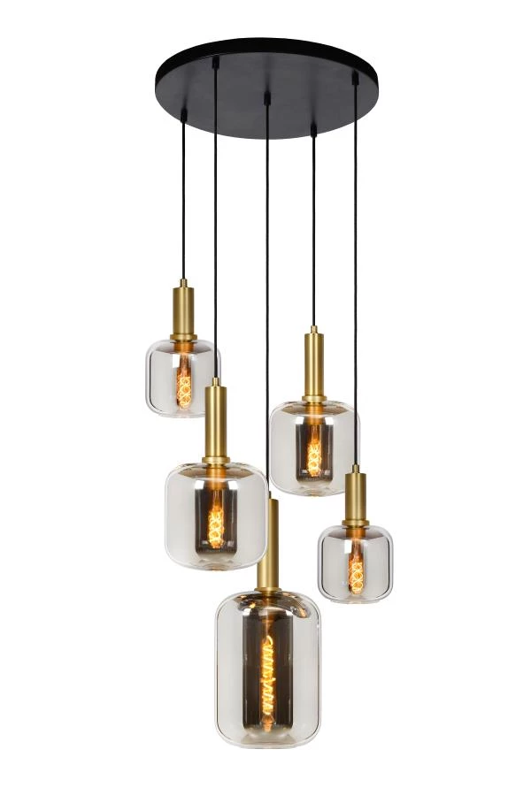 Lucide JOANET - Suspension - Ø 66 cm - 5xE27 - Fumé - allumé 5