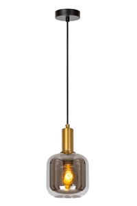 Lucide JOANET - Pendant light - Ø 16 cm - 1xE27 - Smoke Grey turned on 5