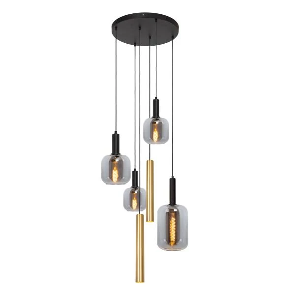 Lucide JOANET - Pendant light - Ø 65 cm - 4xE27 - Brass - turned on 6