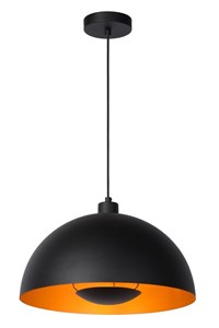 Lucide SIEMON - Pendant light - Ø 40 cm - 1xE27 - Black turned on