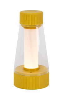 Lucide LORALI - Rechargeable Table lamp Indoor/Outdoor - Battery pack - Ø 7,7 cm - LED Dim. - IP44 - Ocher Yellow turned on 4