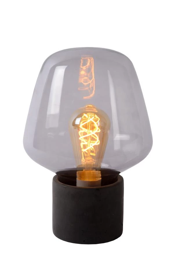 Lucide BECKY - Tischlampe - Ø 20 cm - 1xE27 - Rauchfarbe Grau - eingeschaltet 5