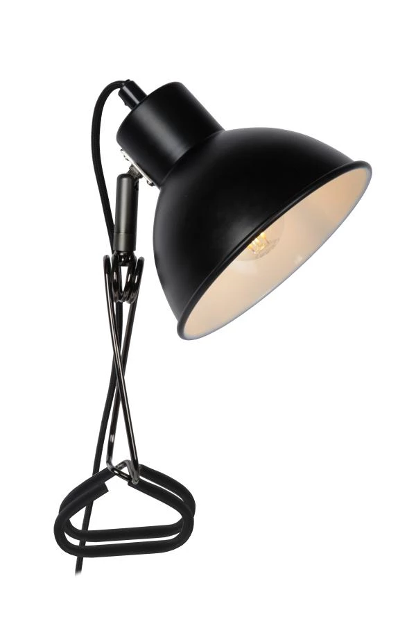 Lucide MOYS - Clamp lamp - 1xE27 - Black - turned on