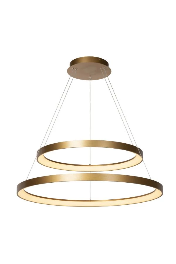 Lucide Premium VIDAL - Pendant light - Ø 78 cm - LED Dim. - 1x92W 2700K - Matt Gold / Brass - turned on 2