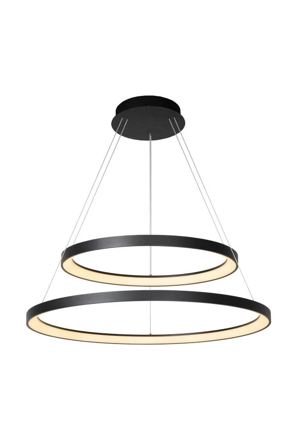 Lucide Premium VIDAL - Suspension - Ø 78 cm - LED Dim. - 1x92W 2700K - Noir - allumé