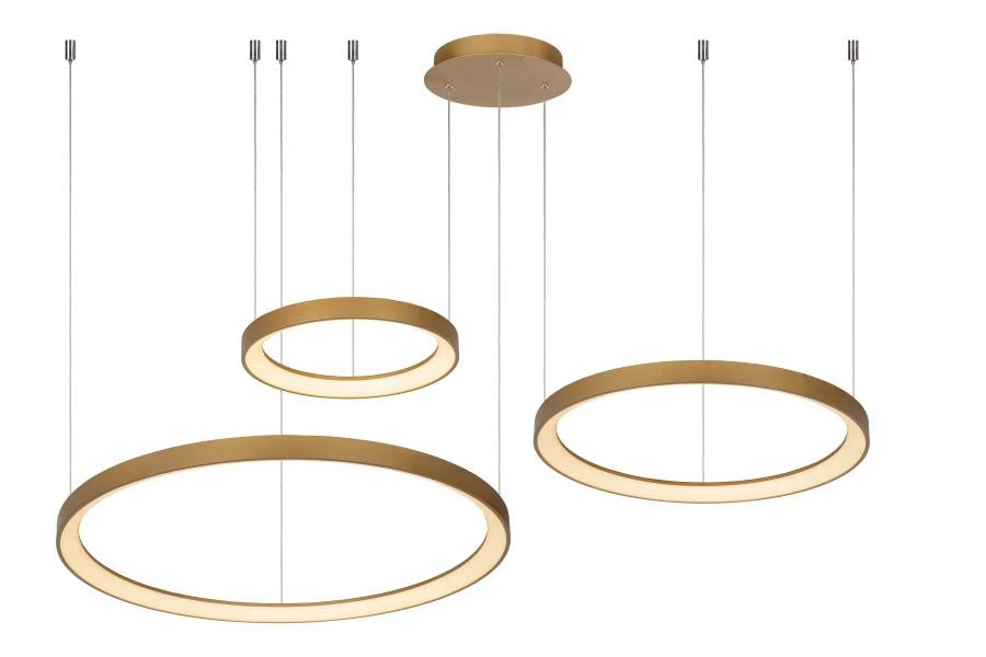 Lucide Premium VIDAL - Pendant light - Ø 78 cm - LED Dim. - 1x120W 2700K - Matt Gold / Brass - turned on 2