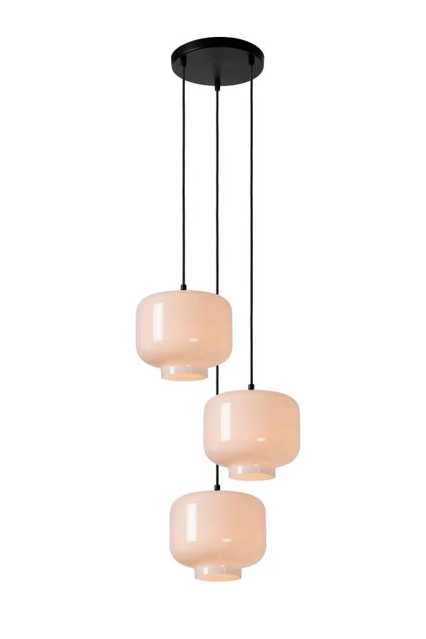 Lucide MEDINE - Pendant light - Ø 46 cm - 3xE27 - Opal - turned on 1