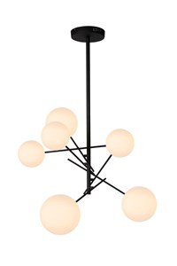 Lucide ALARA - Lámpara colgante - Ø 72 cm - LED - G4 - 6x1,5W 2700K - Negro encendido