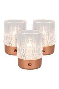 Lucide LILY - Lampe de table Rechargeable - Batterie/Piles - Ø 8 cm - LED Dim to warm - 1x3W 2700K/3000K - Cuivre - Ensemble de 3 allumé 7