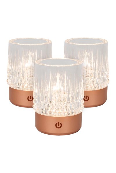 Lucide LILY - Oplaadbare Tafellamp - Accu/Batterij - Ø 8 cm - LED Dim to warm - 1x3W 2700K/3000K - Koper - Set van 3