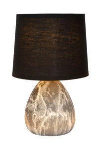 Lucide MARMO - Table lamp - Ø 16 cm - 1xE14 - Black turned on