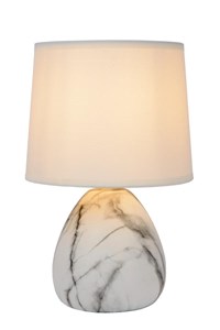 Lucide MARMO - Table lamp - Ø 16 cm - 1xE14 - White turned on 1