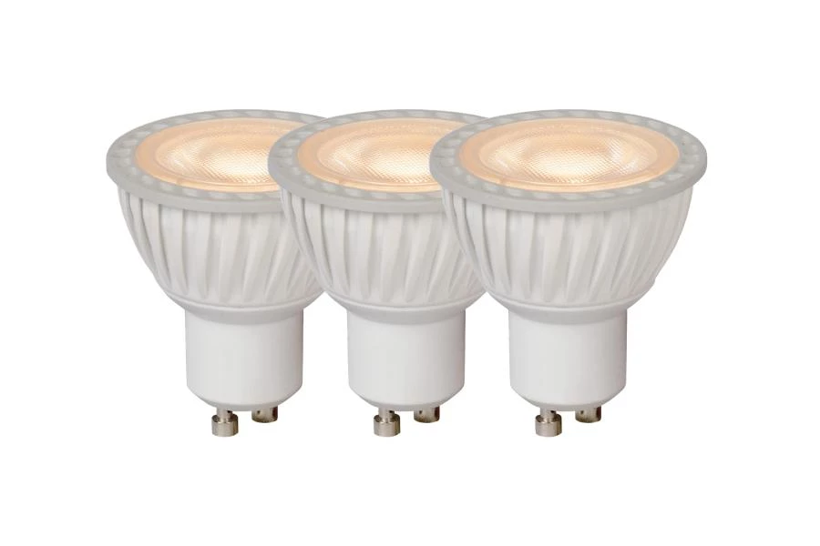 Lucide MR16 - Led bulb - Ø 5 cm - LED Dim. - GU10 - 3x5W 3000K - White - Set of 3 - turned on 1