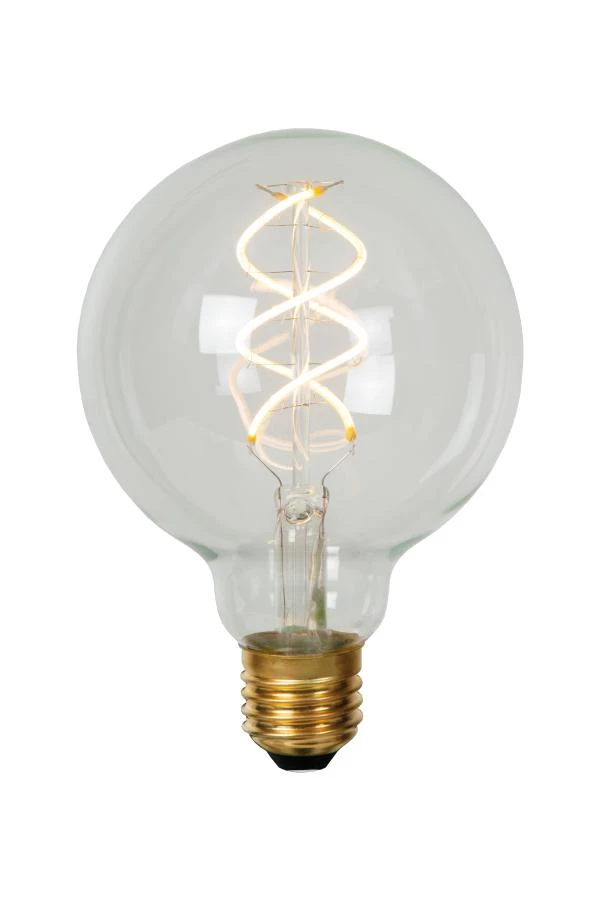 Lucide G95 - Filament lamp - Ø 9,5 cm - LED Dimb. - E27 - 1x4,9W 2700K - Transparant - aangezet