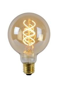 Lucide G95 - Filament bulb - Ø 9,5 cm - LED Dim. - E27 - 1x4,9W 2200K - Amber turned on 2