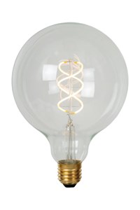 Lucide G125 - Ampoule filament - Ø 12,5 cm - LED Dim. - E27 - 1x4,9W 2700K - Transparent allumé