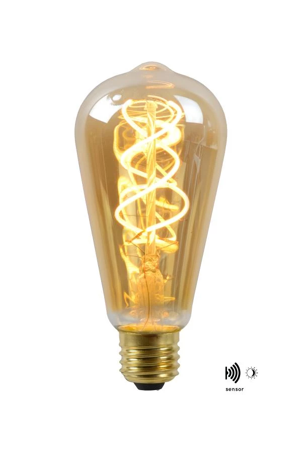 Lucide ST64 TWILIGHT SENSOR - Ampoule filament - Ø 6,4 cm - LED - E27 - 1x4W 2200K - Détecteur Jour/Nuit - Ambre - allumé 2