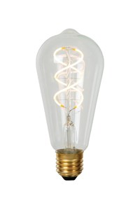 Lucide ST64 - Filament lamp - Ø 6,4 cm - LED Dimb. - E27 - 1x4,9W 2700K - Transparant aangezet