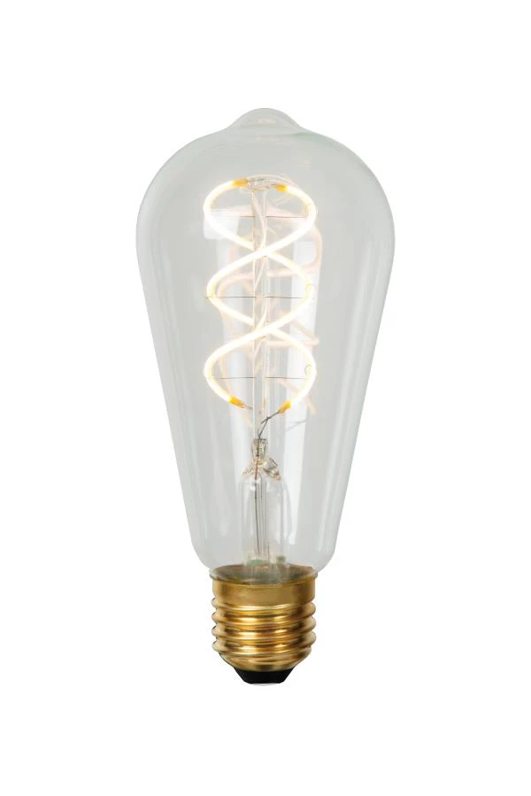 Lucide ST64 - Filament lamp - Ø 6,4 cm - LED Dimb. - E27 - 1x4,9W 2700K - Transparant - aangezet