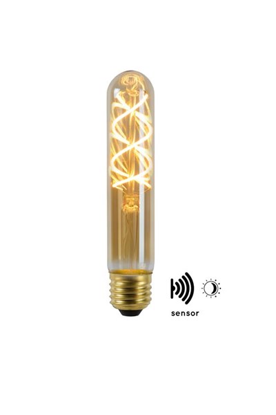 Lucide T32 TWILIGHT SENSOR - Filament lamp - Ø 3 cm - LED - E27 - 1x4W 2200K - Dag/nacht sensor - Amber